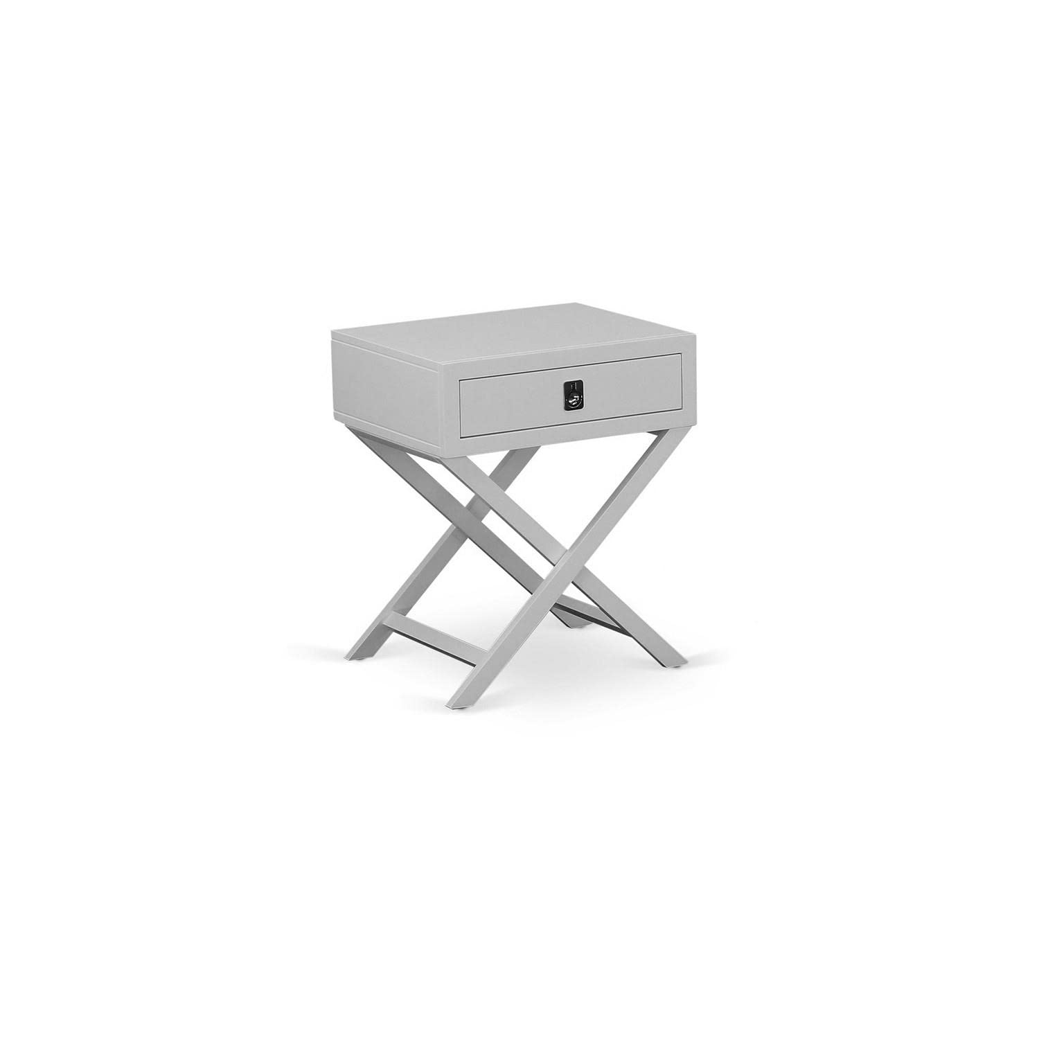 East West Furniture Hane14 One Pc Stunning Hamilton Side Table Bedroom With Drawer, 1-Pack, Grey Finish, Urban Gray